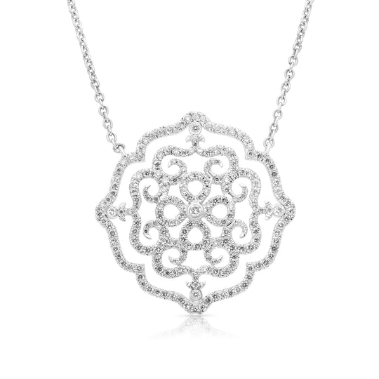 Filigree Diamond Pave Pendant - 1.4 Carat