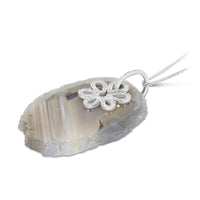 Agate Stone and Diamond Flower Pendant