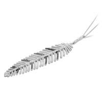 White and Black Diamond Feather Pendant Necklace - 1.3 Carat