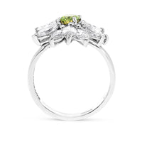 Green Tourmaline Marquise Cut Diamond Flower Ring - 3.7 Carat