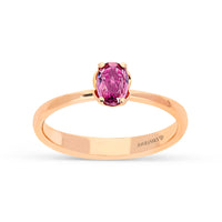 Oval Cut Pinkish Purple Sapphire Birthstone Ring