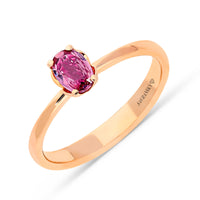 Oval Cut Pinkish Purple Sapphire Birthstone Ring