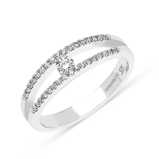 Tension Split Shank Round Diamond Pave Ring