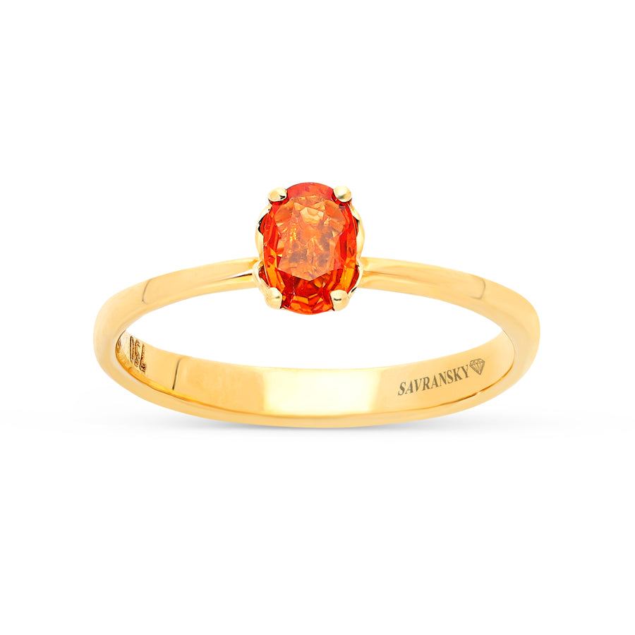 Natural Oval Cut Orange Sapphire Ring