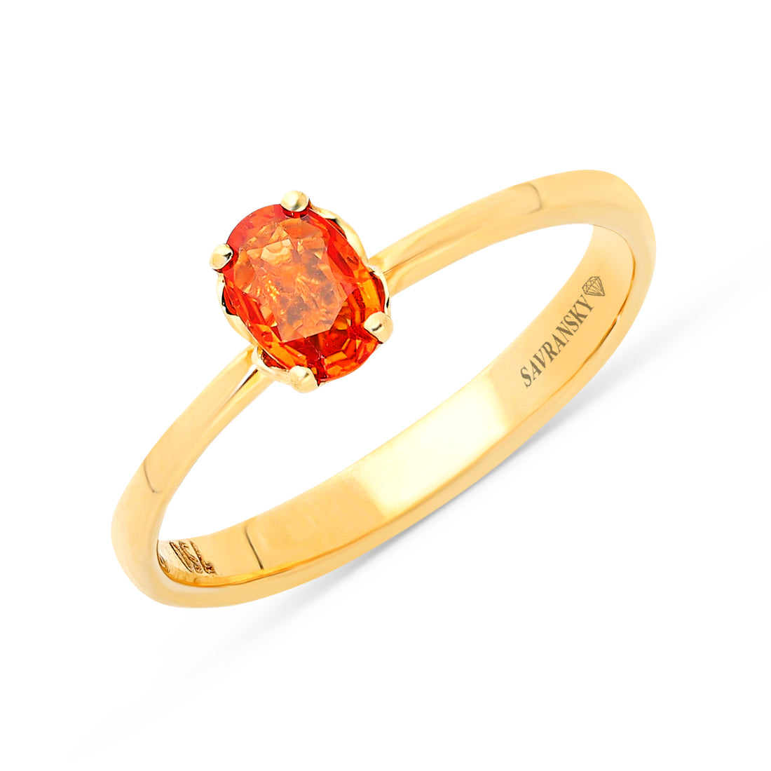 Natural Oval Cut Orange Sapphire Ring