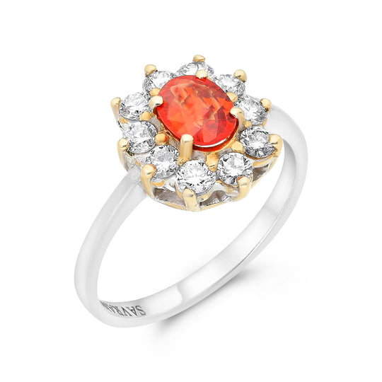 Birthstone Sapphire Flower Shaped Ring - 1.27 Carat