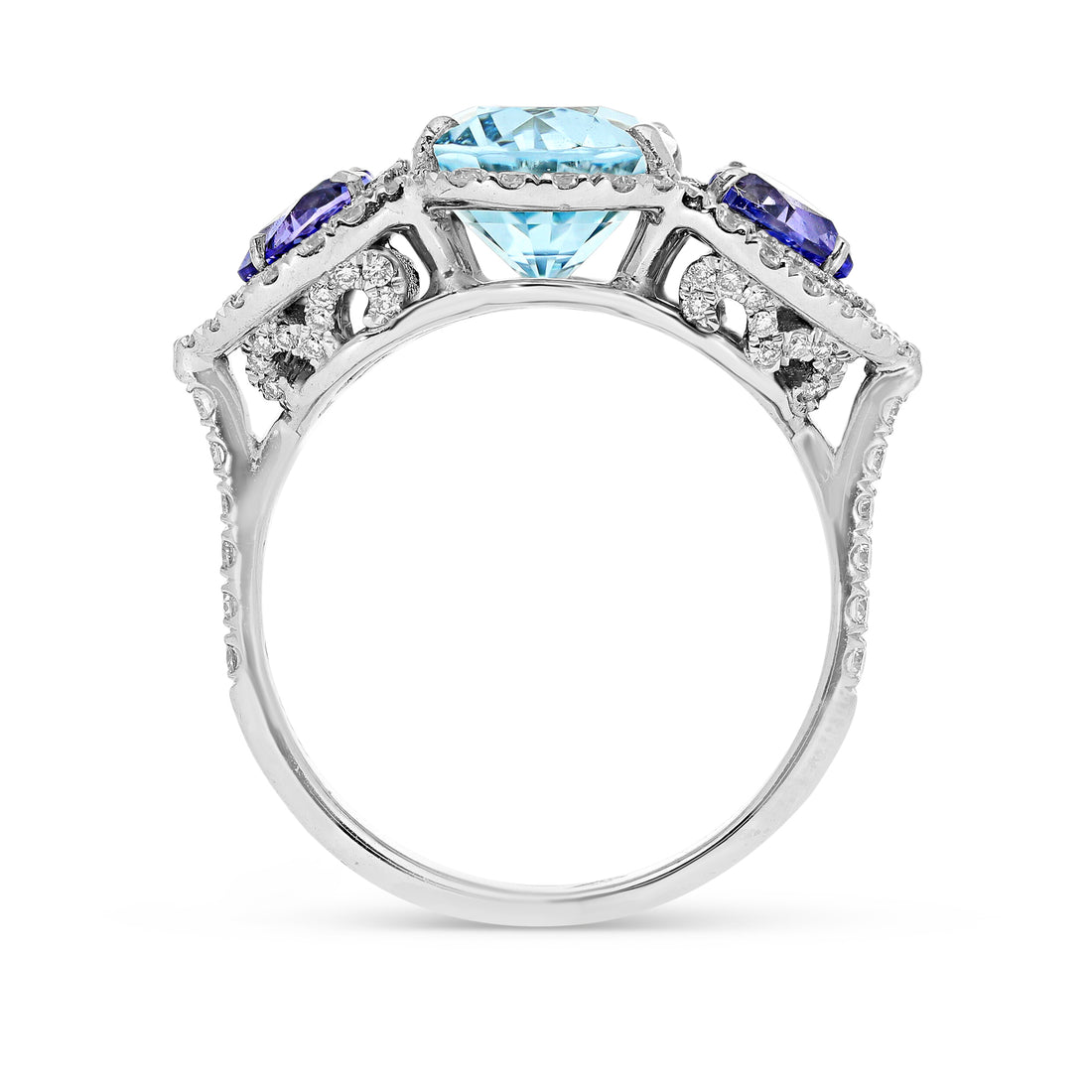 Oval Cut Aquamarine & Tanzanite Ring - 4.72 Carat