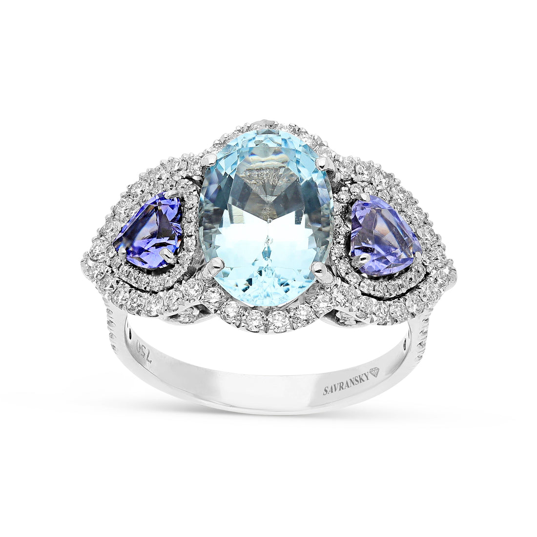 Oval Cut Aquamarine & Tanzanite Ring - 4.72 Carat