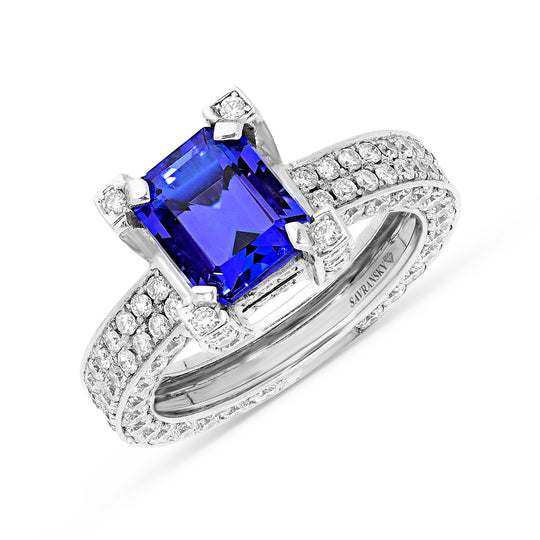 Emerald Cut Tanzanite Birthstone Ring - 5.25 Carat