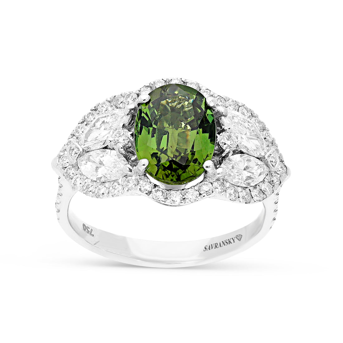 Oval Cut Alexandrite and Marquise Cut Diamond Ring - 3.82 Carat