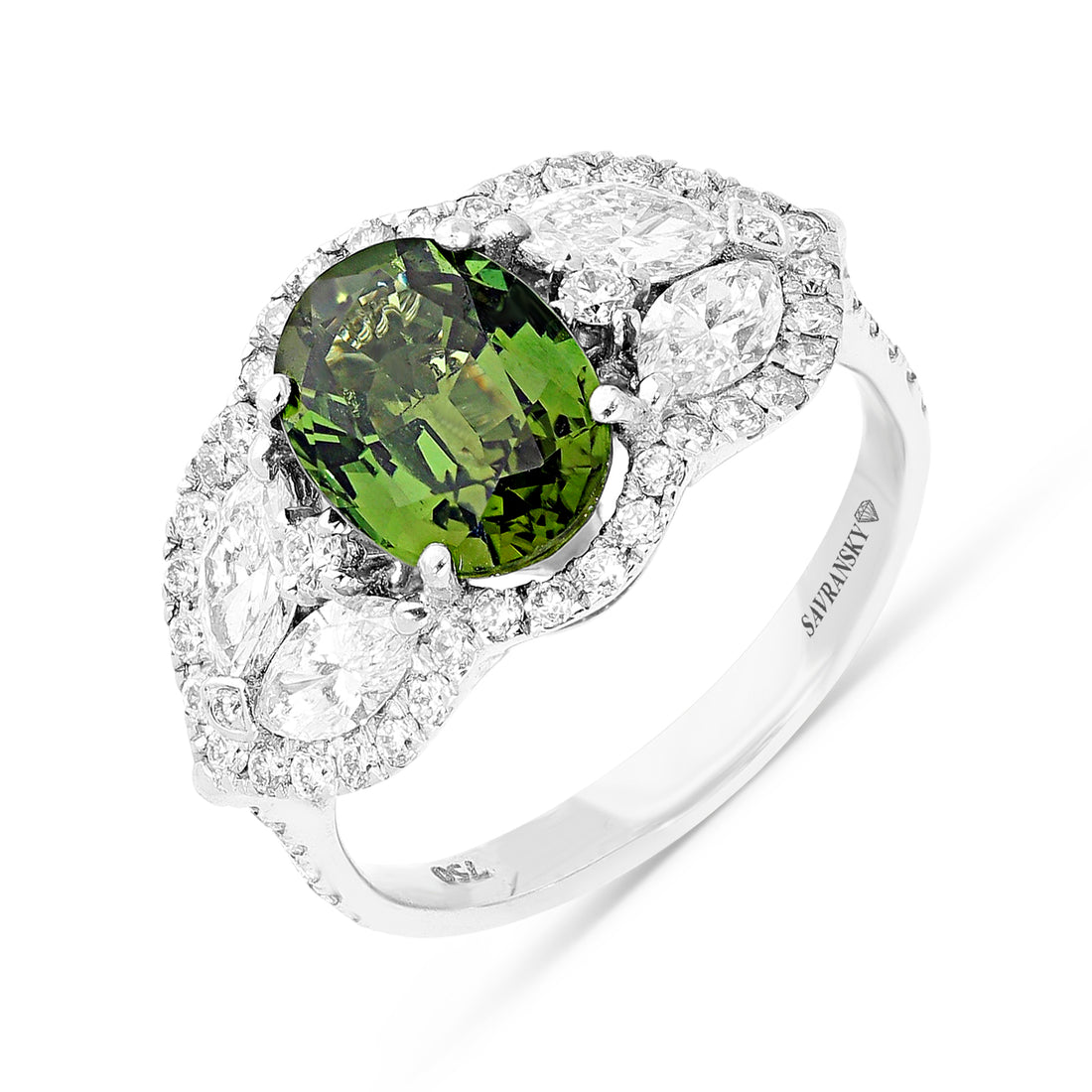 Oval Cut Alexandrite and Marquise Cut Diamond Ring - 3.82 Carat