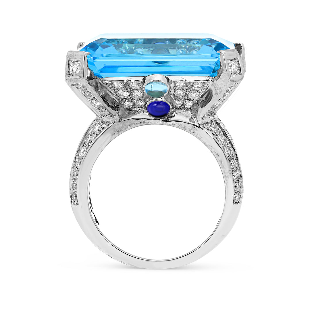 Emerald Cut Blue Topaz Extraordinary Ring - 26.65 Carat