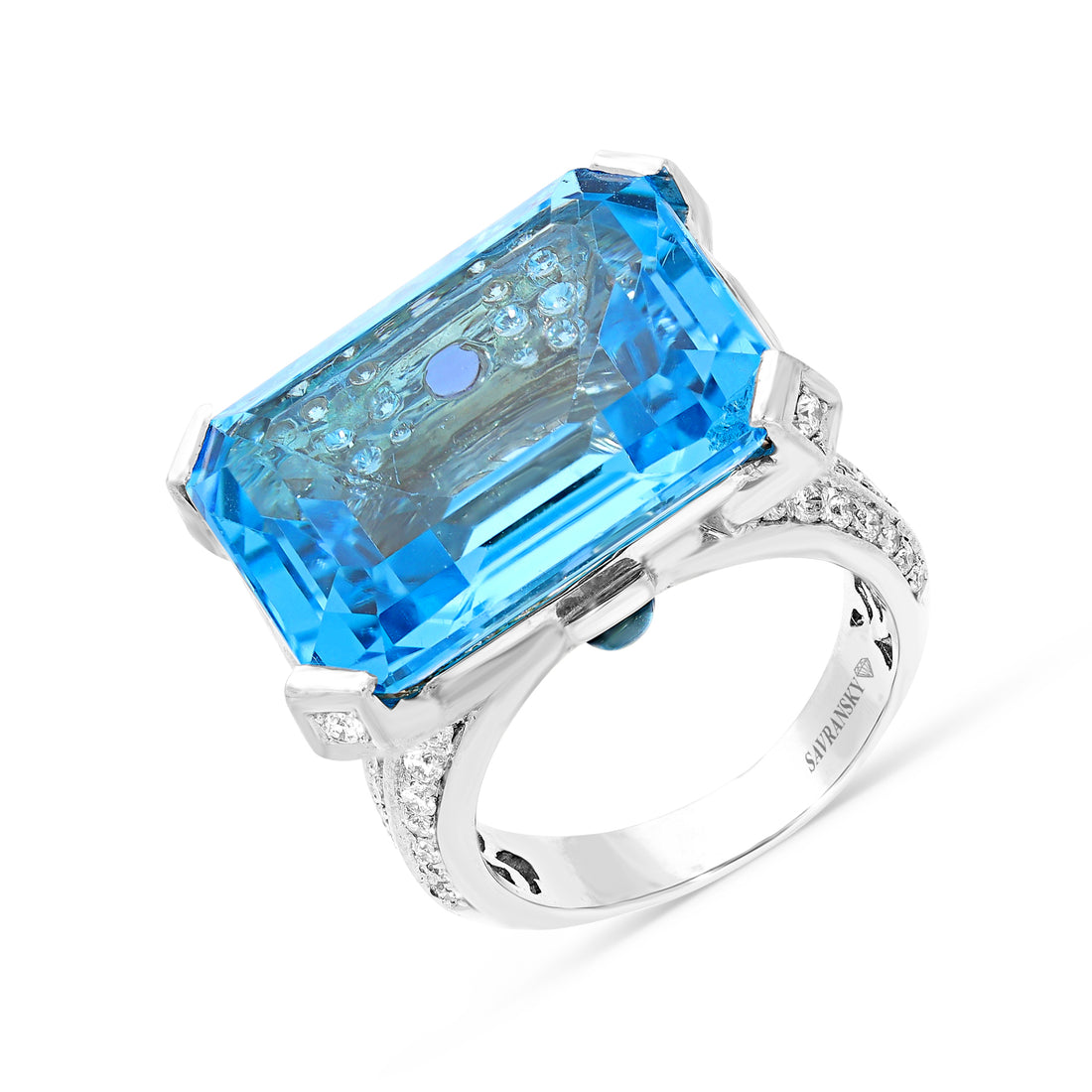 Emerald Cut Blue Topaz Extraordinary Ring - 26.65 Carat
