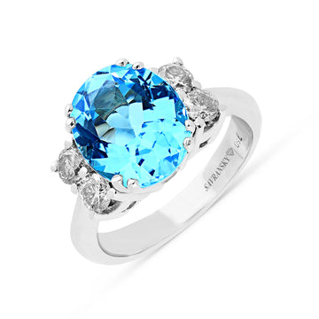 Oval Cut Blue Topaz Engagement Ring - 5.65 Carat