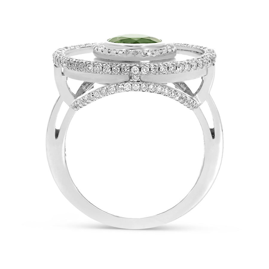 Pearl Tourmaline Halo Cocktail Ring
