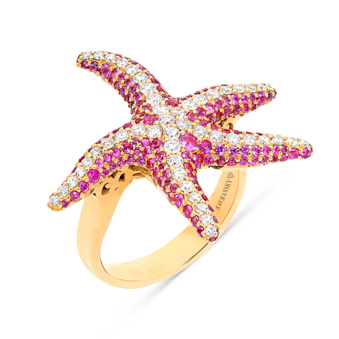 Pink Sapphire and Diamonds Starfish Ring
