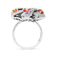 Sapphire Mix Flower Shaped Ring - 6.28 Carat