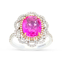 Pink Sapphire Flower Shaped Ring - 4.1 Carat