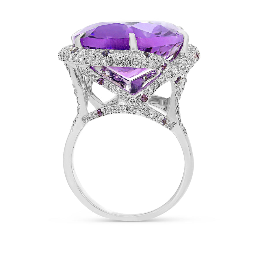 Oval Cut Purple Amethyst Cocktail Ring