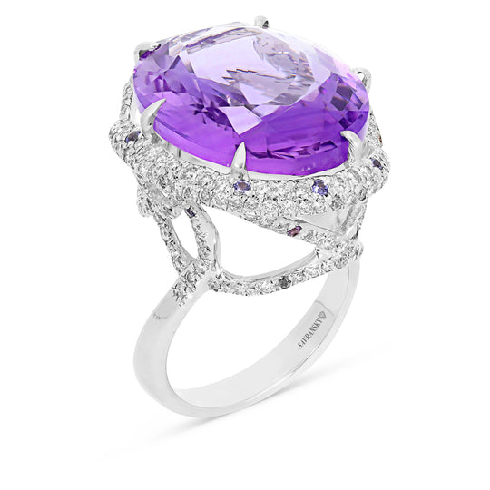 Oval Cut Purple Amethyst Cocktail Ring