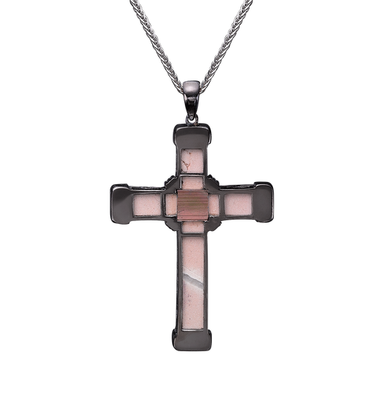 Black Diamonds - Black Gold - Holy Land love Cross Necklace