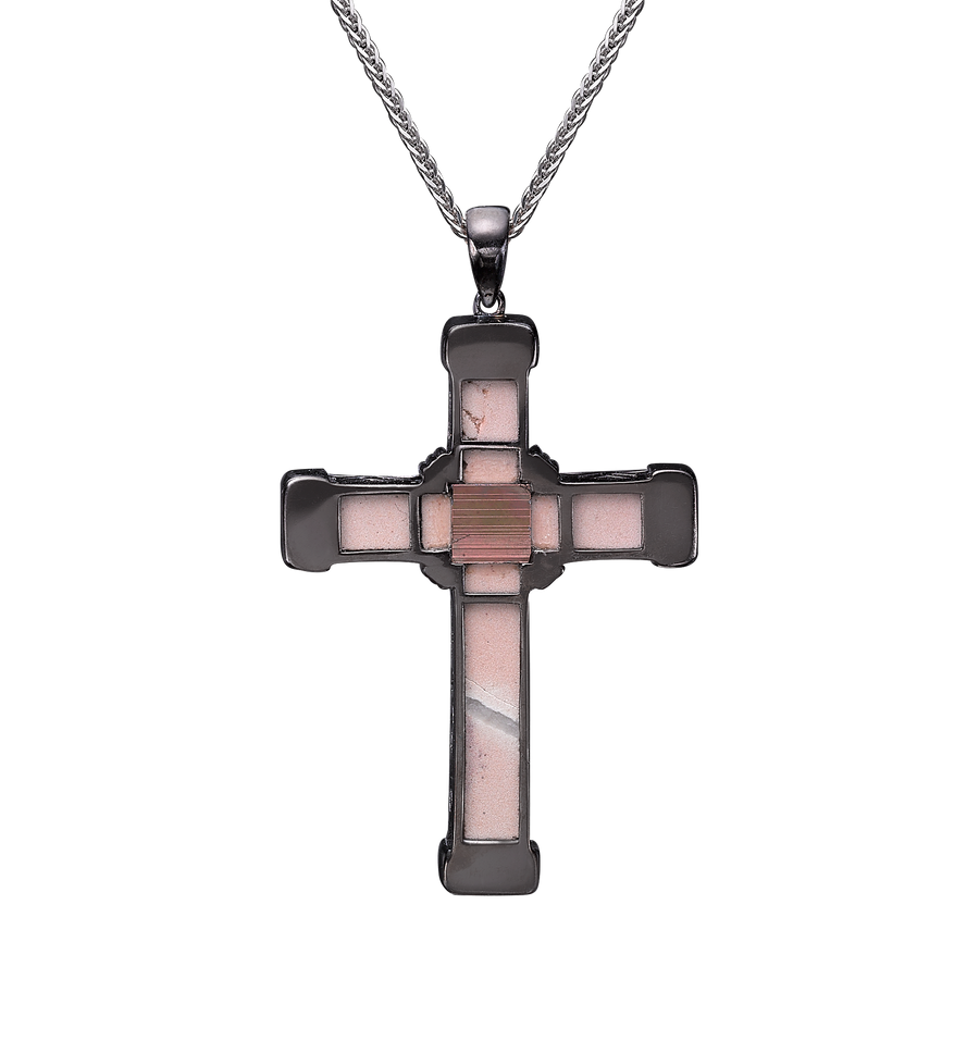 Black Diamonds - Black Gold - Holy Land love Cross Necklace