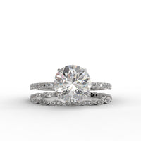 Round Brilliant Cut Unique Pave Engagement Ring Bridal Set - 403