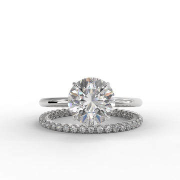 Round Brilliant Cut Elegant diamond Engagement Ring - Stacked wedding bands with a solitaire ring- 406