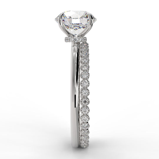 Round Brilliant Cut Elegant diamond Engagement Ring - Stacked wedding bands with a solitaire ring- 406