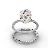 Oval Cut Hidden Halo Pave Engagement Ring Bridal Set - 368