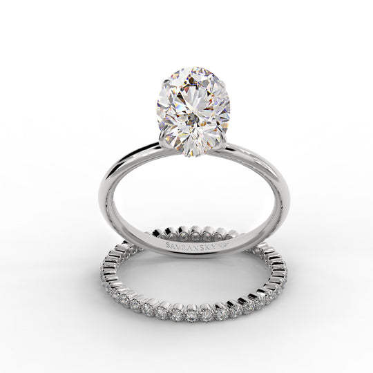 Oval Cut Engagement Ring with Eternity Wedding Band Bridal Set - 372