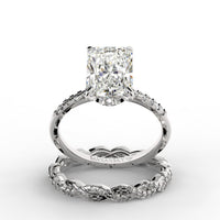 Radiant Cut Pave Chic Engagement Ring Bridal Set - 487