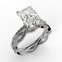 Radiant Cut Pave Unique Engagement Ring Bridal Set - 488