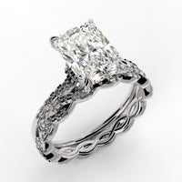 Radiant Cut Pave Chic Engagement Ring Bridal Set - 487