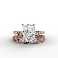 Radiant Cut Pave Chic Engagement Ring Bridal Set - 487