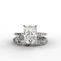 Radiant Cut Pave Chic Engagement Ring Bridal Set - 487