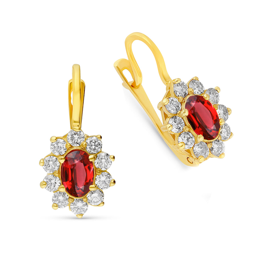 Diana Style Ruby Drop Earrings - 2 Carat