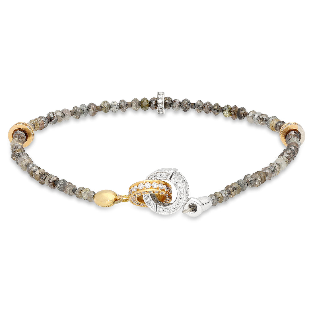 Triple Tone Grey Diamond Beaded Bracelet - 13.43 Carat