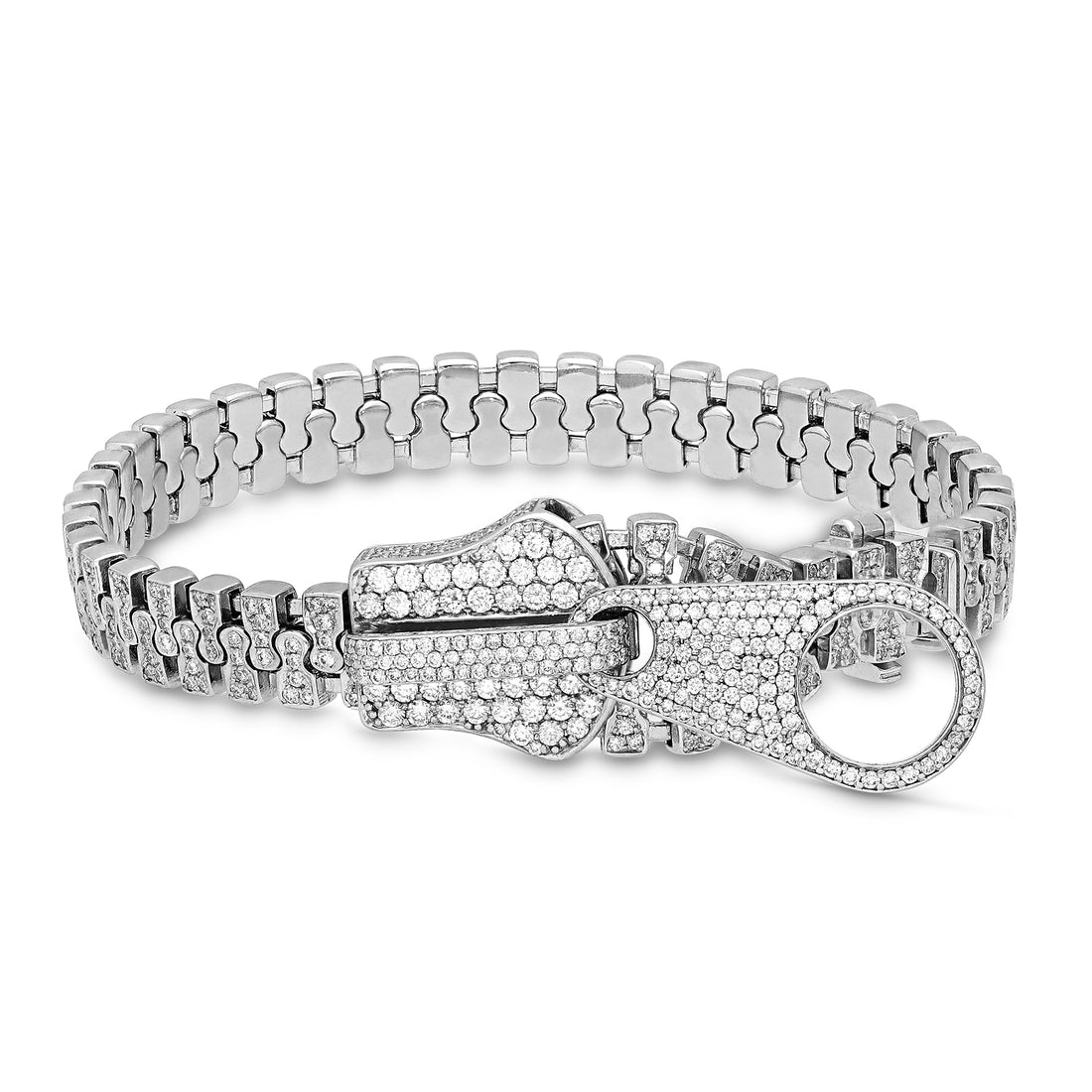 4.63 carat diamond zipper bracelet in 18k white gold