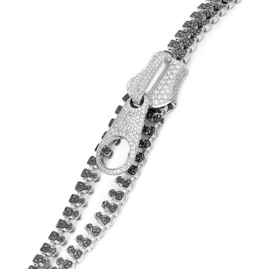 Exclusive White and Black Diamond Mechanical Zipper Bracelet - 5 Carat
