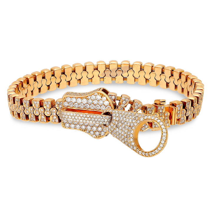 4.96 carat diamond zipper bracelet in 18k rose gold