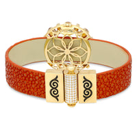 Stingray Leather Bracelet with Orange Tourmalines - 4.86 Carat