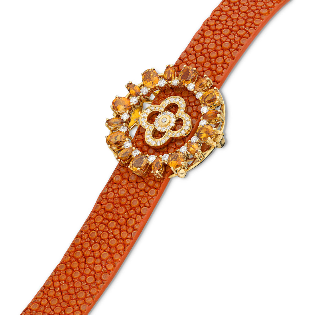 Stingray Leather Bracelet with Orange Tourmalines - 4.86 Carat