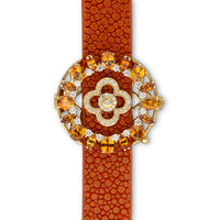 Stingray Leather Bracelet with Orange Tourmalines - 4.86 Carat