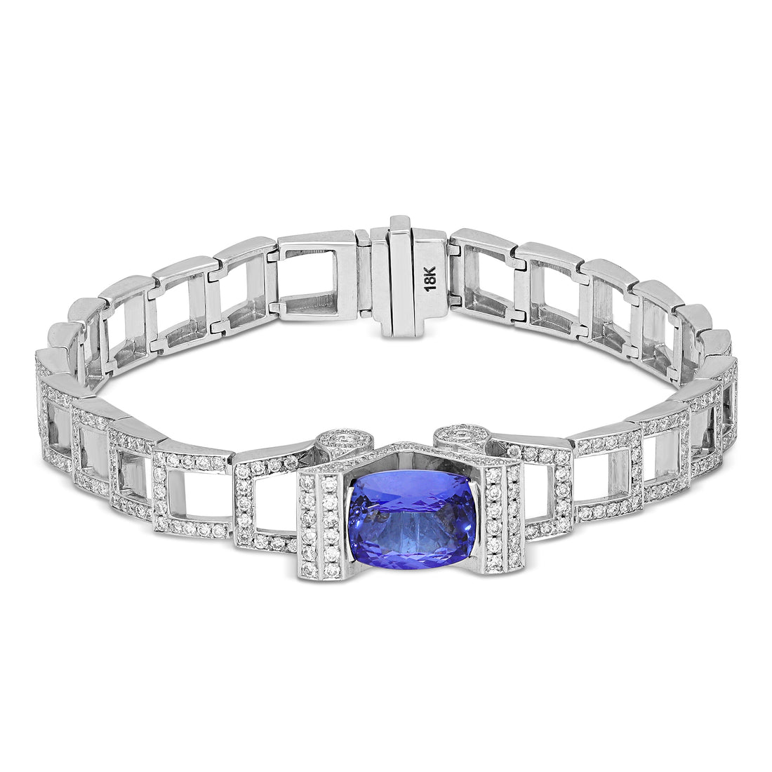 Cushion Cut Tanzanite & Diamond Bracelet - 5.5 Carat