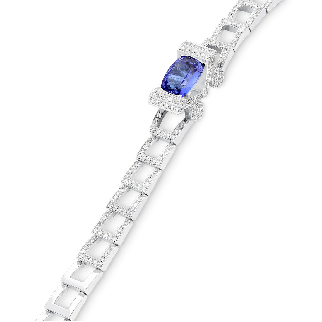 Cushion Cut Tanzanite & Diamond Bracelet - 5.5 Carat