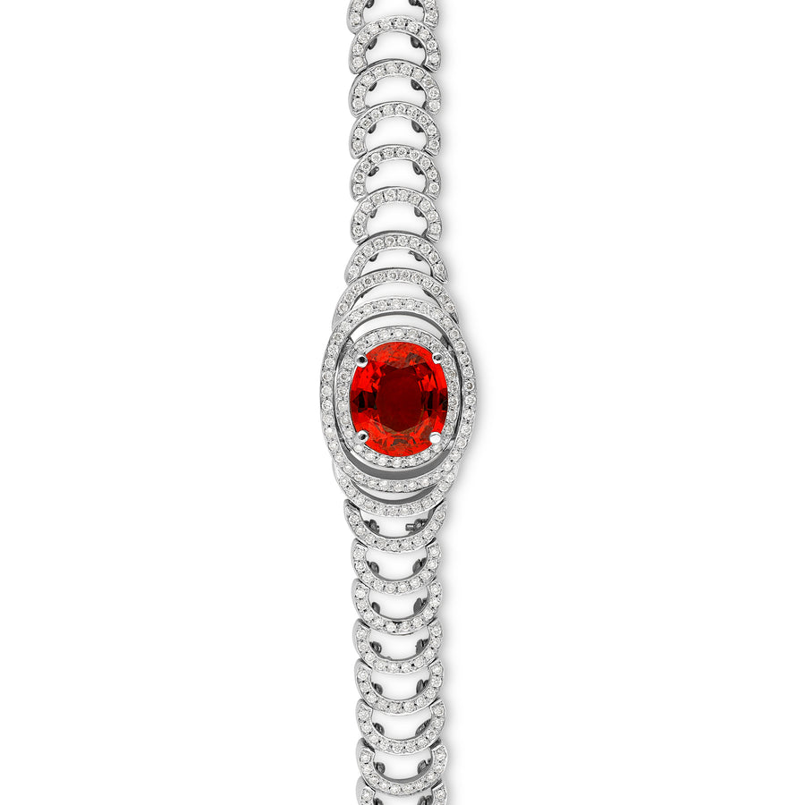 Oval Orange Sapphire and Diamond Bracelet - 6.3 Carat