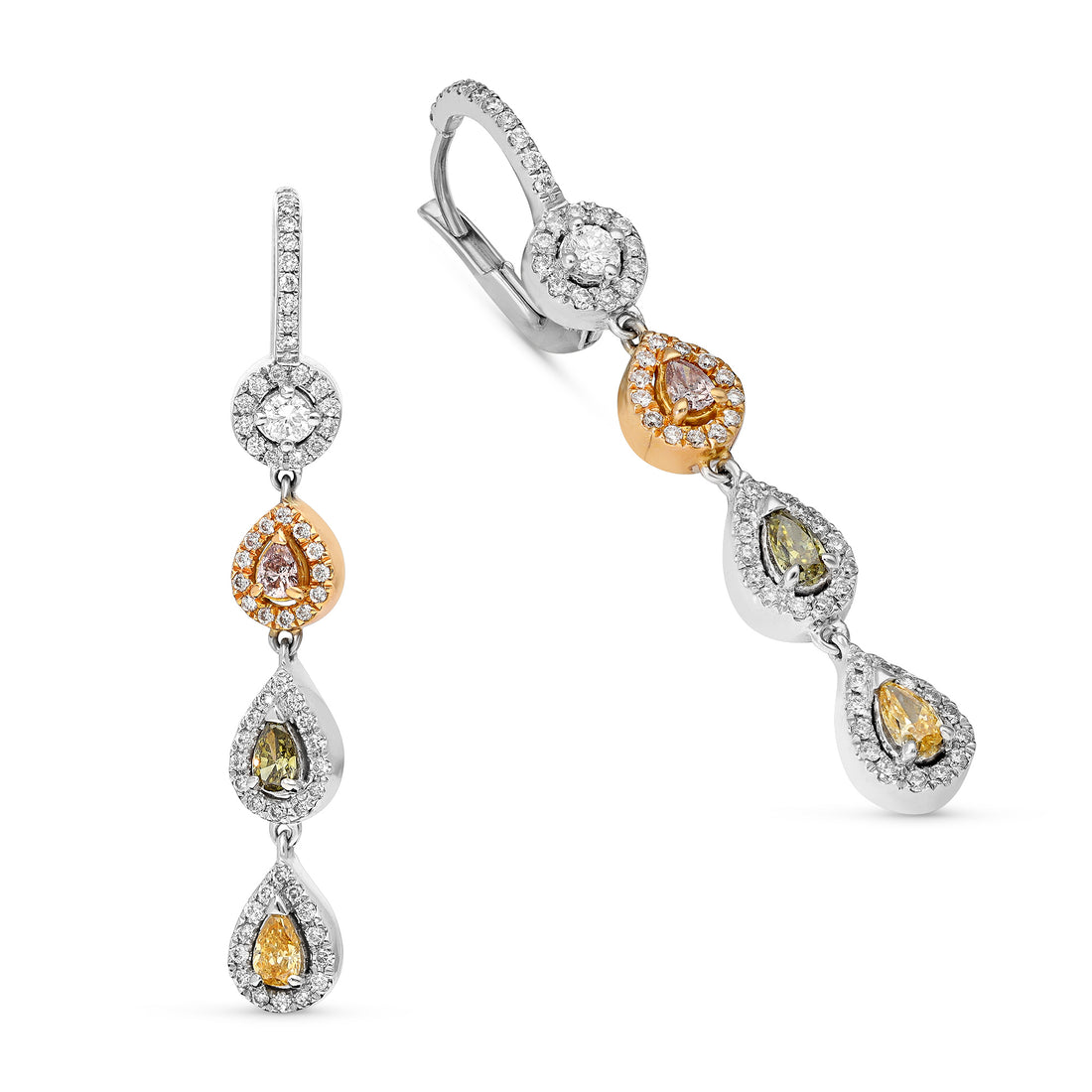 Fancy Colored Diamond Dangle Earring - 1.8 Carat