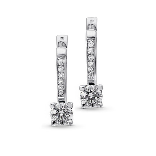 Round Brilliant Cut Diamond Square Earring - 1.3 Carat