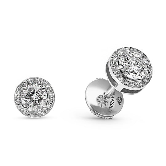 Halo Round Diamond Studs - 1.2 Carat